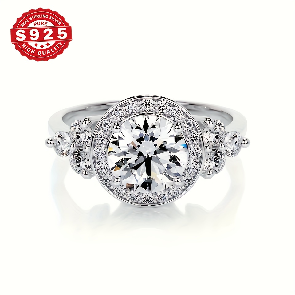 S925 Silver Inlaid Moissanite Ring, Perfect Gift for All